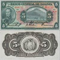 *5 Bolivianos Bolívia 1928, P128 AU - Kliknutím na obrázok zatvorte -